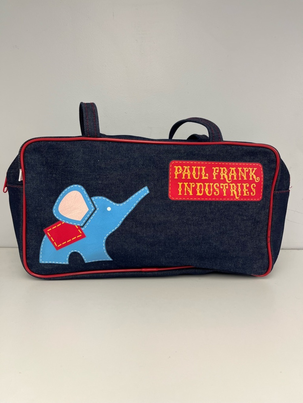 Retro PAUL FRANK Denim and Red Elephant Shoulder Bag